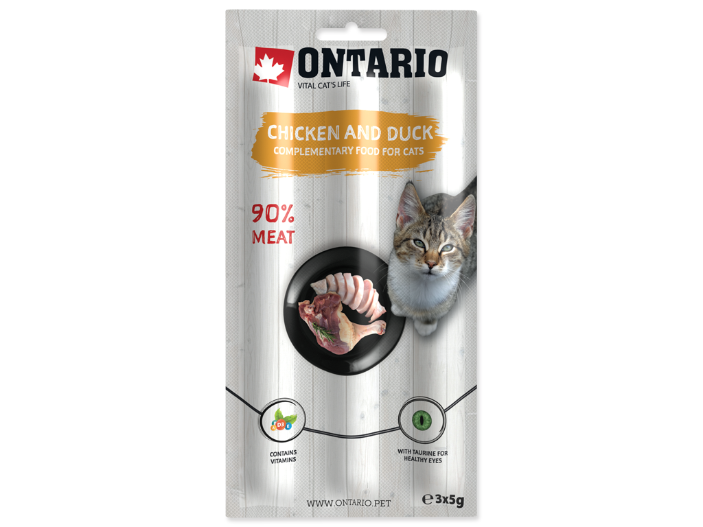 ONTARIO Stick for cats Kylling & And 3x5g