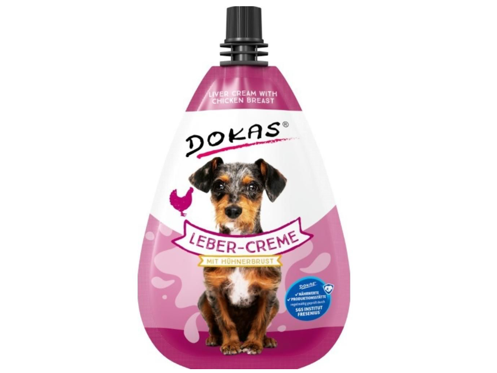 Dokas Levercreme med Kylling 85 g – Cremet Hundesnack med Kyllingelever og Kyllingehjerter