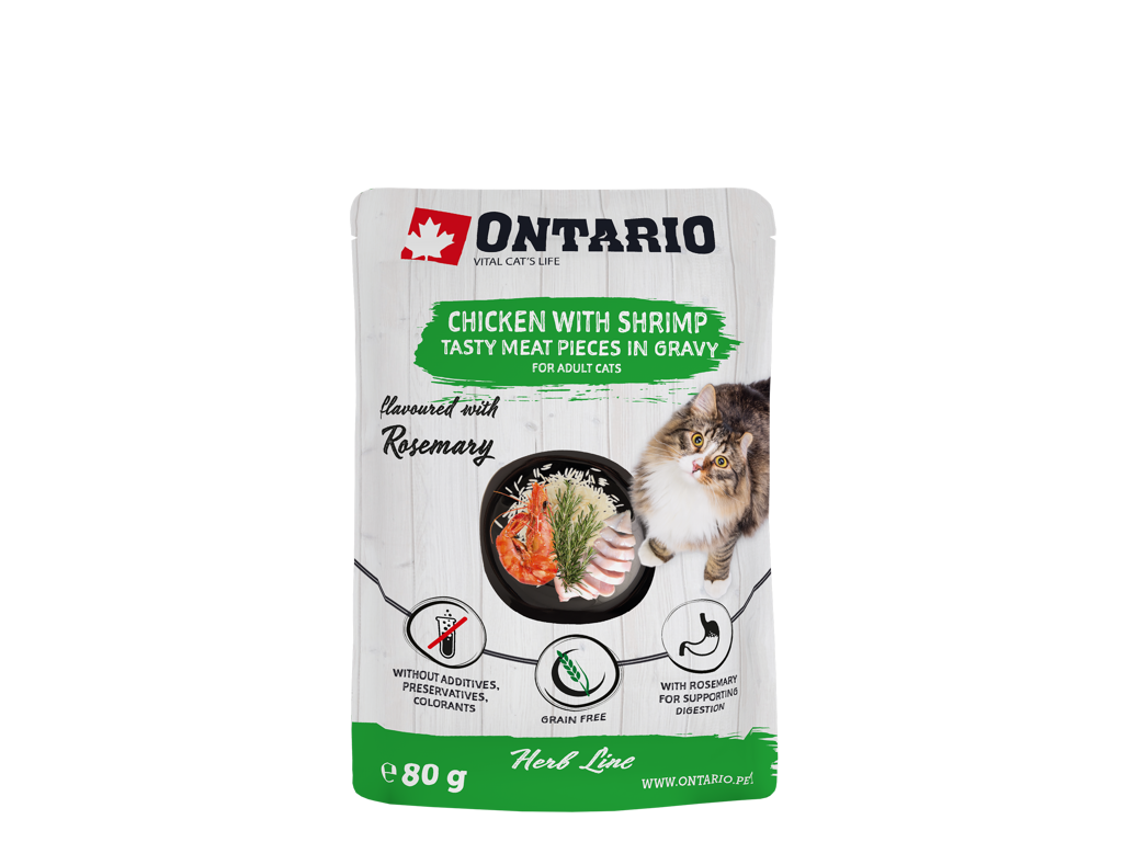 Ontario Herb line pouches - Kylling med rejer, ris og rosmarin 80 g