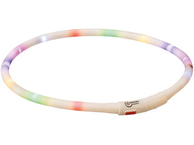 Flash Lysring USB XS-XL 70 cm – Genopladelig LED Halsring til Hund Hvid