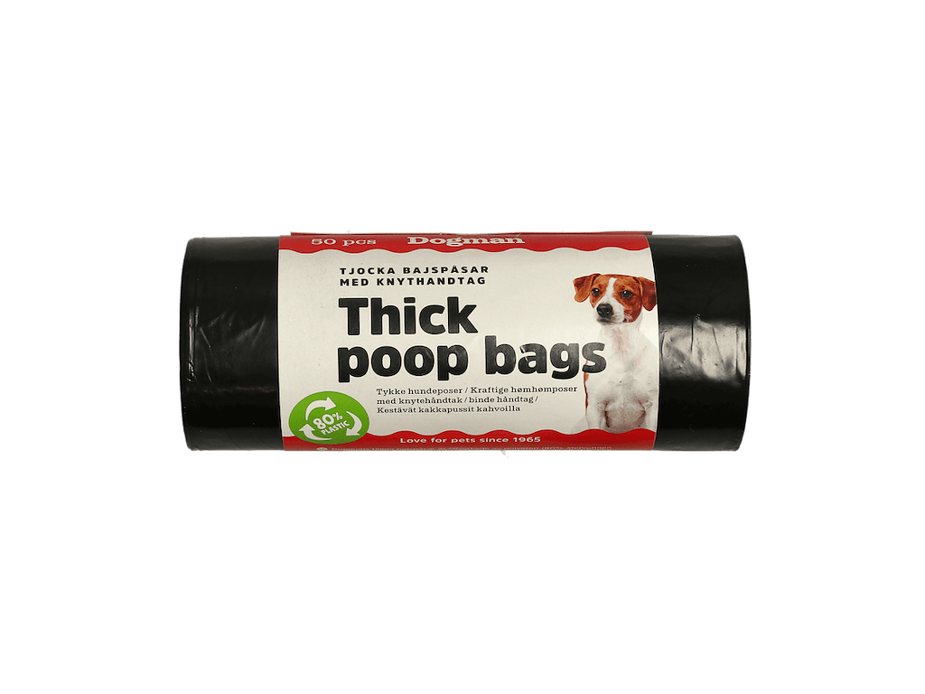 Hundeposer med Håndtag 50 stk – Sorte høm-høm poser 22,5 x 28 cm