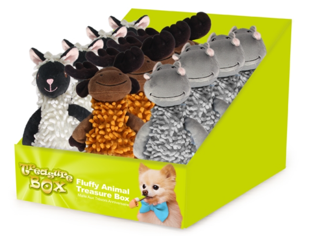 TREASURE BOX FLUFFY ANIMALS 16 stk