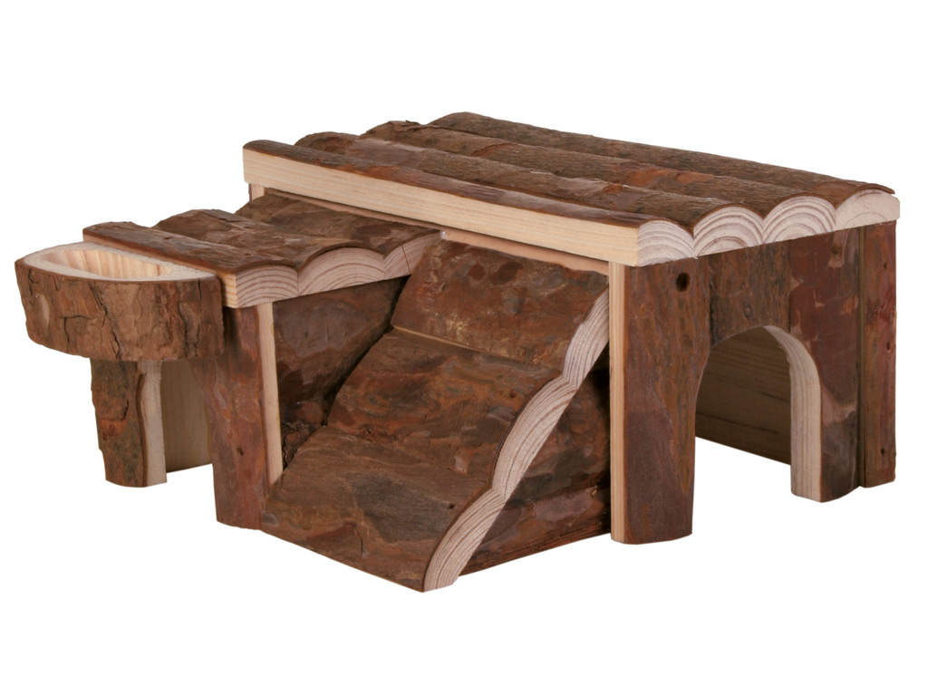 Hamsterhus træ Luka med rampe 14x7x14 cm