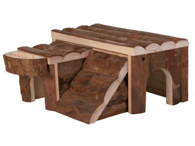 Hamsterhus træ Luka med rampe 14x7x14 cm