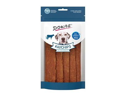 Dokas Tyggechips And & Kollagen 175 g – Kornfri Hundesnack med Andebryst og Oksehud