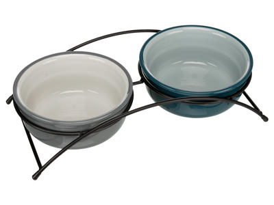 Eat on Feet skålsæt, 2x1,6L/ø20 cm, petrol/lyspetrol grå/lysgrå