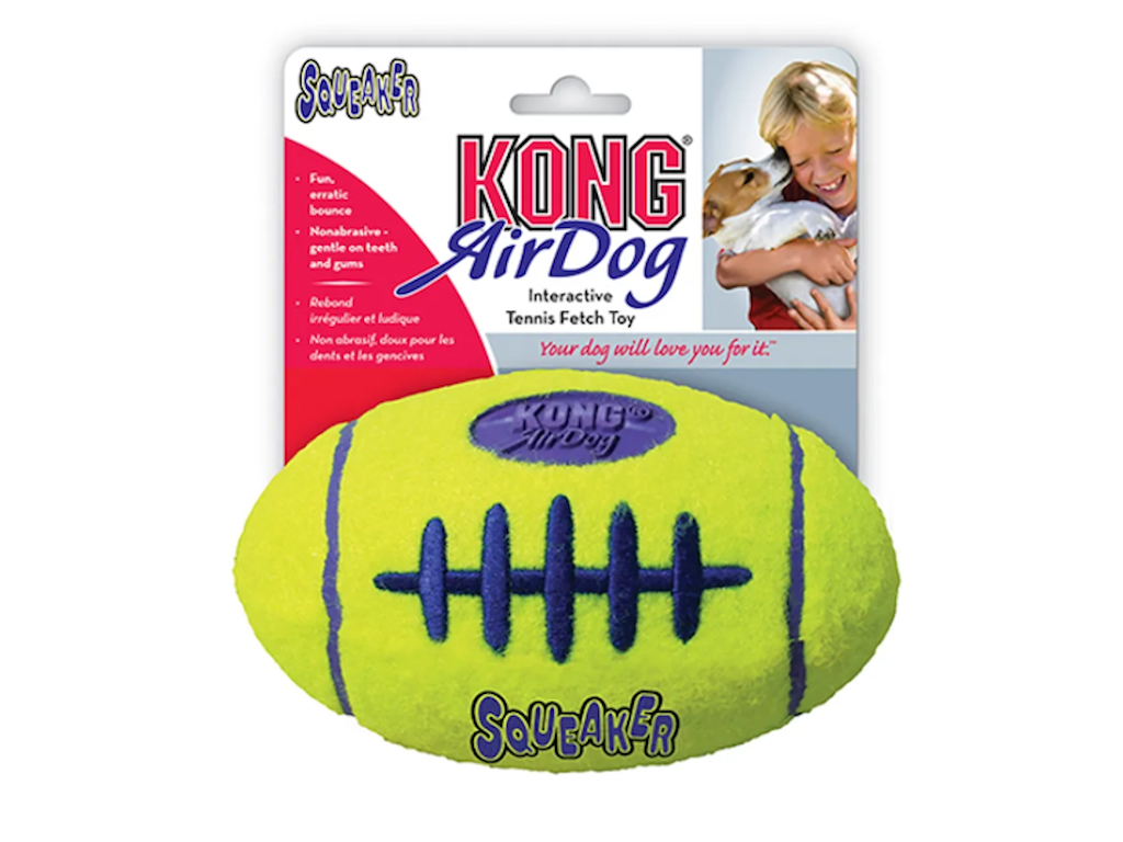 KONG AirDog SqueakAir Football L – Hundelegetøj med Pivelyd 17 x 11 cm