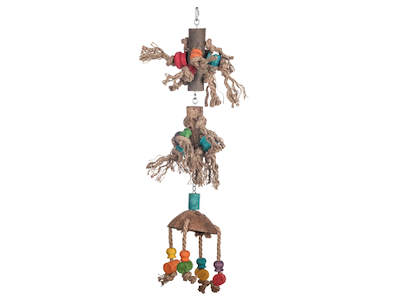 Papegøjelegetøj Coco Fantasy 80 cm – Naturligt Aktivitetslegetøj med Kokos & Træ