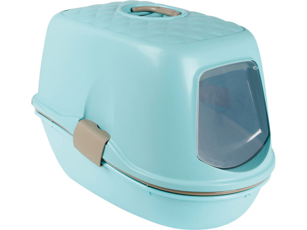 Berto Top cat kattebakke med hætte, 39 × 42 × 59 cm, lyseblå