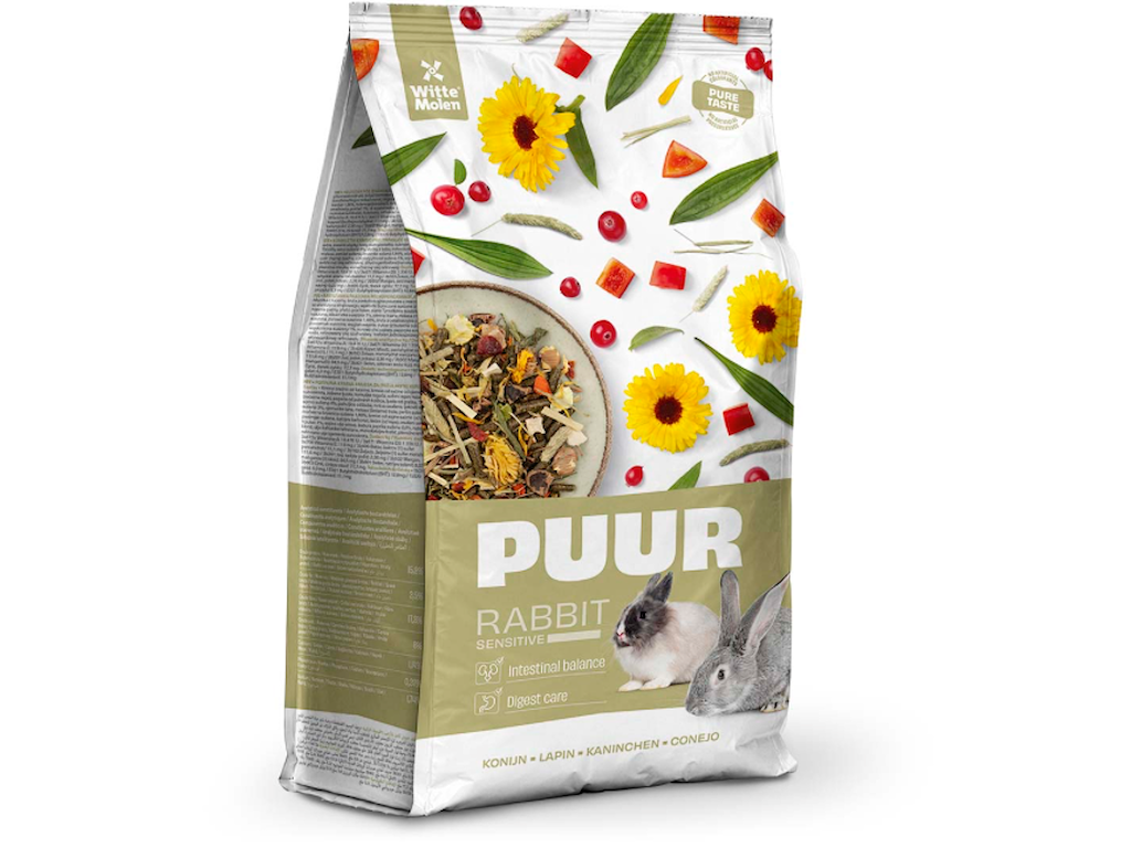 Witte Molen PUUR Rabbit Sensitive Kaninfoder 700 g – Fiberrigt Fuldfoder til Sensitive Kaniner