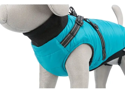 Pontis Hundefrakke med Integreret Sele M – Aqua, Ryglængde 40 cm