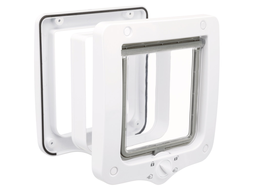 4-vejs Kattedør, med tunnel, 20 x 22 cm, hvid