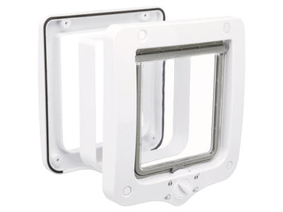 4-vejs Kattedør, med tunnel, 20 x 22 cm, hvid