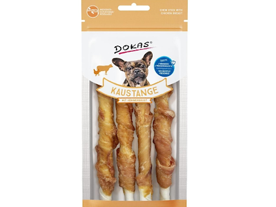 Dokas Tyggepind med Kyllingebryst 50 g – Kornfri Tyggesnack med Kylling og Oksehud