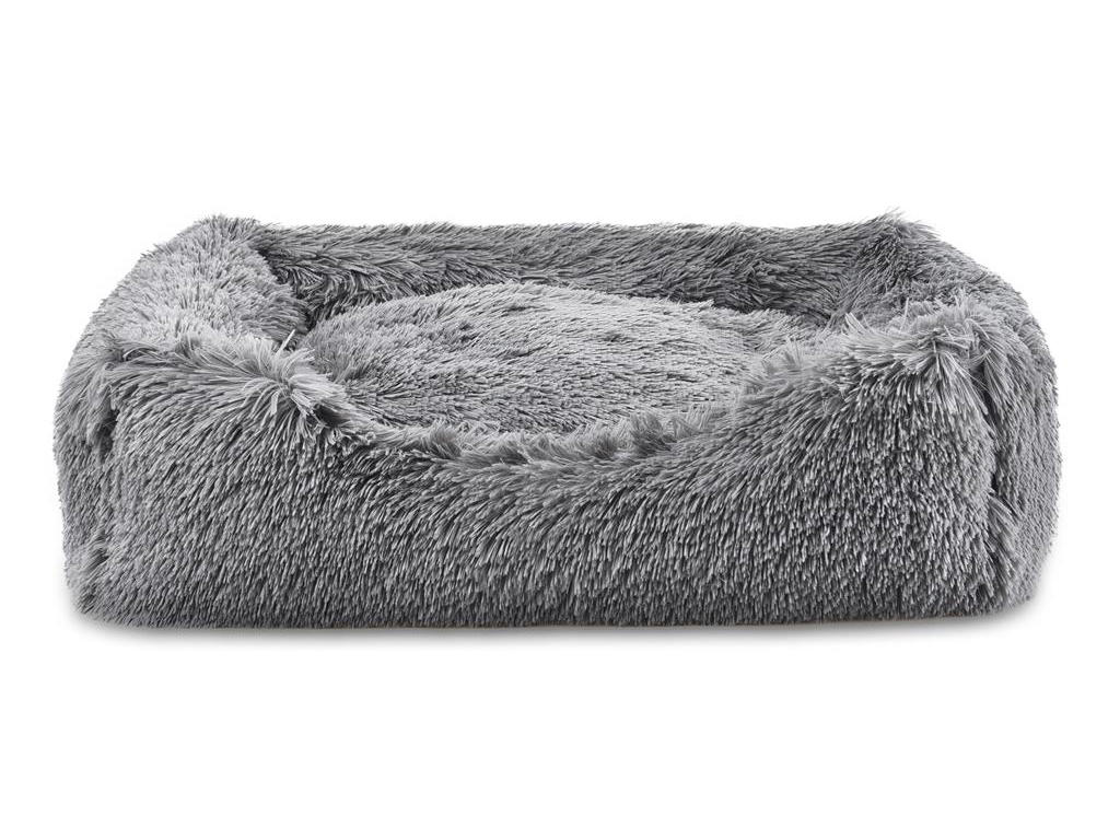 Anti-Stress hundeseng 90 cm. Grå, XL 90 x 70 x H20 cm.