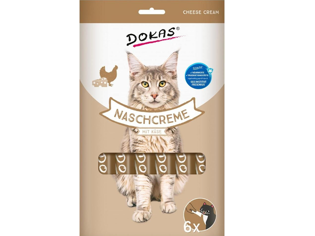 Dokas Snack-Creme med Ost 90 g til Kat – Cremet Kattegodbid med Kylling og Mozzarella