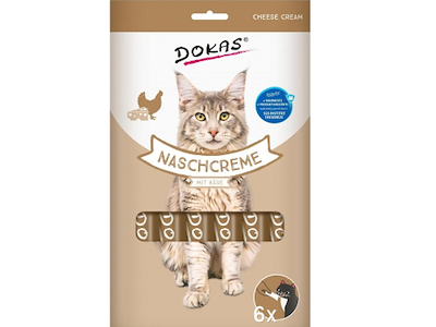 Dokas Snack-Creme med Ost 90 g til Kat – Cremet Kattegodbid med Kylling og Mozzarella