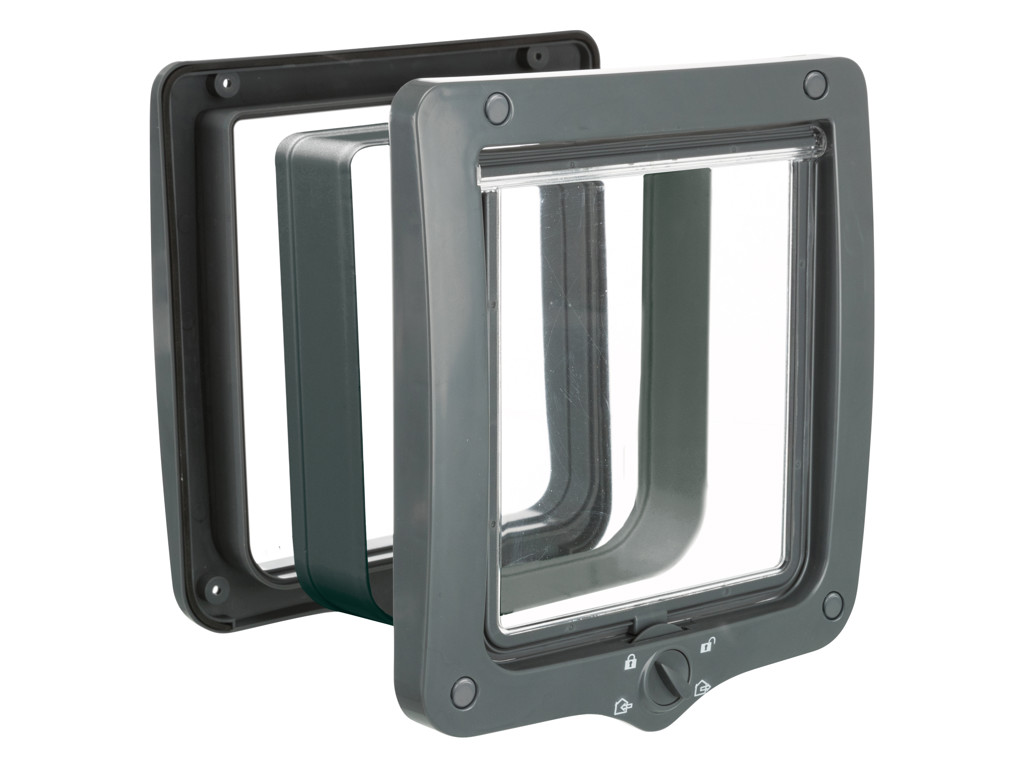 4-Vejs Kattedør, med tunnel, XXL: 24 x 28 cm, grå