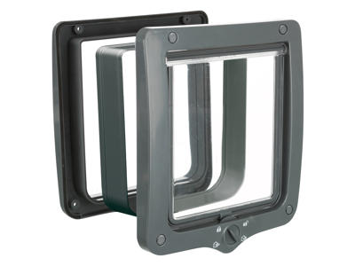 4-Vejs Kattedør, med tunnel, XXL: 24 x 28 cm, grå