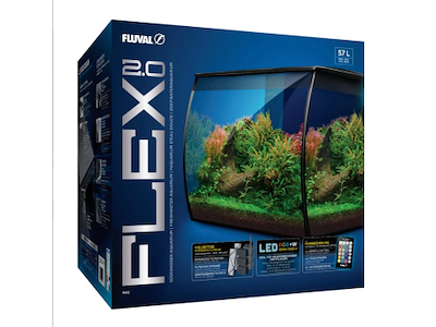 Fluval FLEX 2.0 57L Sort – akvariesæt med LED lys og filter