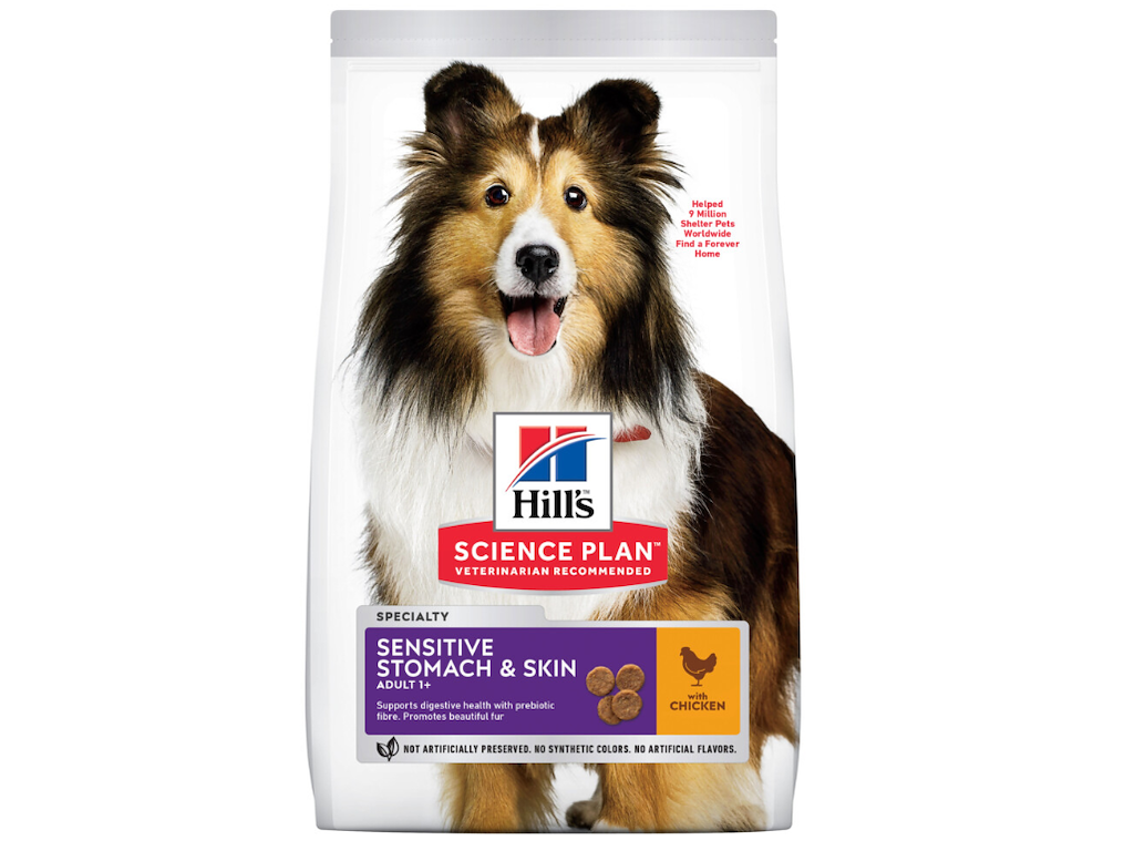 Hill’s Science Plan Sensitive Stomach & Skin Medium – Hundefoder med Kylling, 12 kg