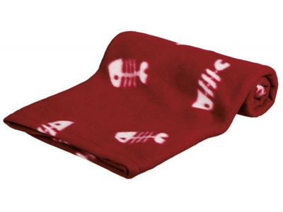 Fleecetæppe Beany rød m.fisk