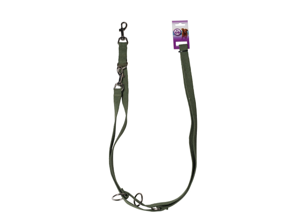 KW GO Bomuldsline Grøn 1,5 / 2,2 m – Justerbar Hundeline