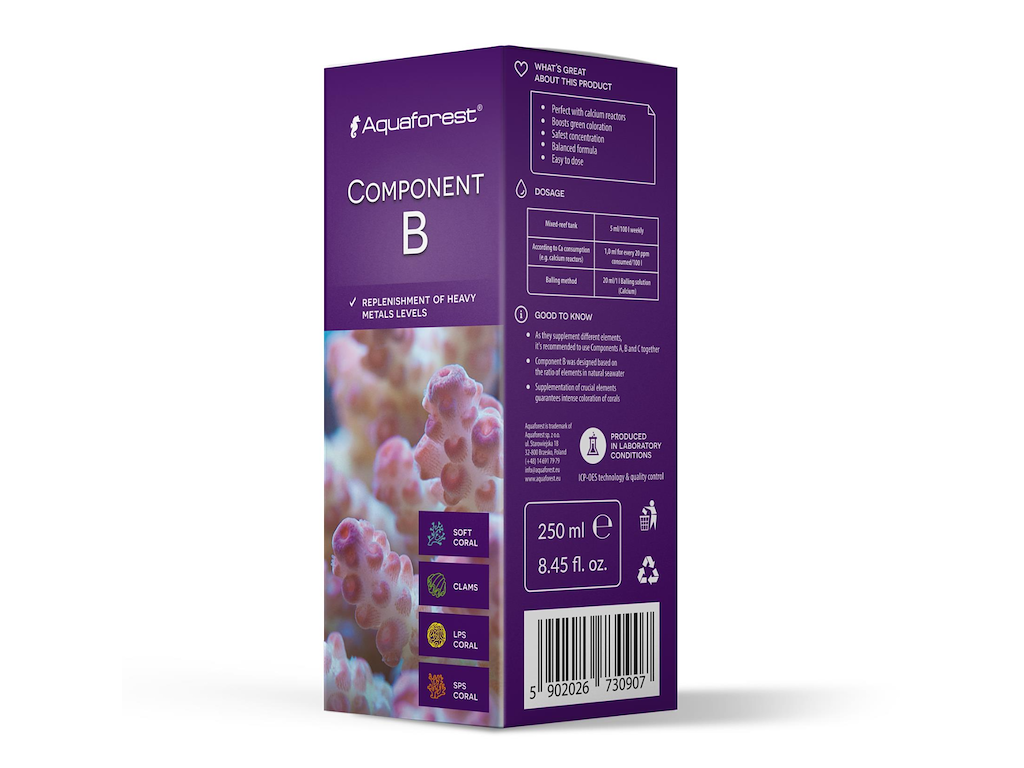 AquaForest Component B 250 ml – Sporstof-supplement til marine akvarier