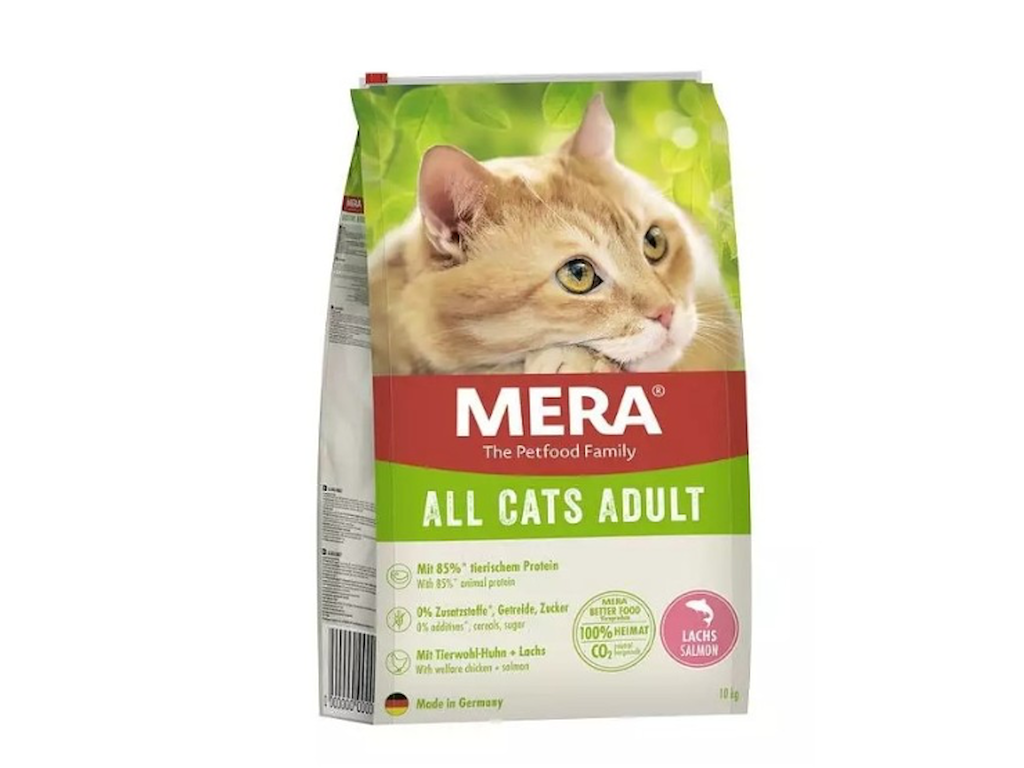 MERA All Cats Adult Laks 10 kg – Kornfrit tørfoder til voksne katte med laks