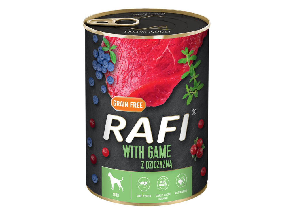 Rafi vådfoder m/vildt blåbær & tranebær 400g adult