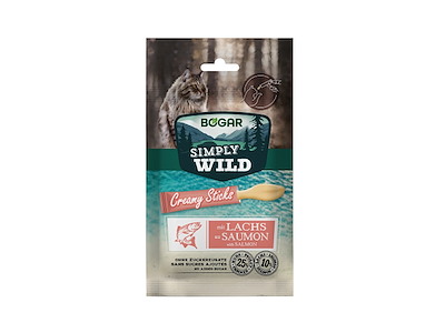 Bogar Simply Wild Cremet Laksepinde til kat – 5 x 15 g (cremet snack)